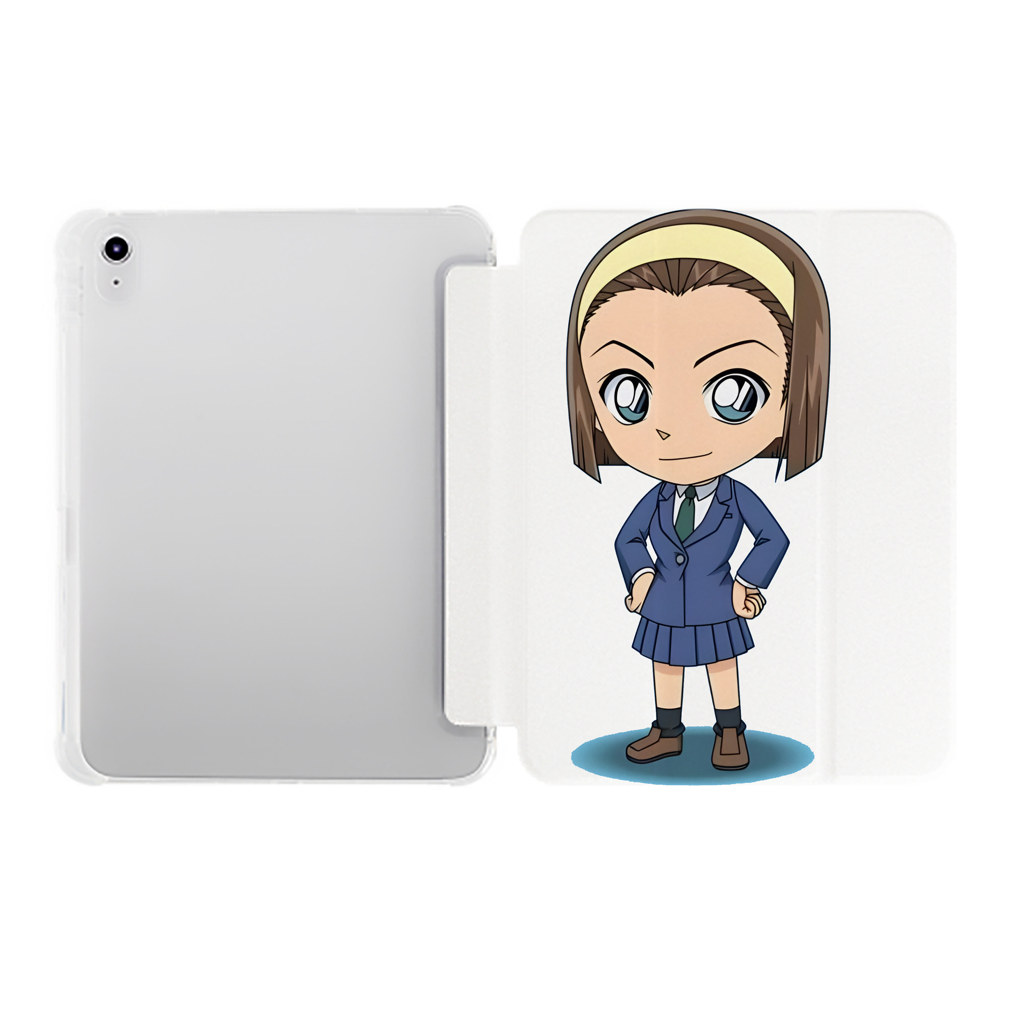 （画像用） 名探偵コナン 吉田 歩美 よしだ あゆみ Detective Conan my Yeager IPad ケース ペン収納付き 三つ折りスタンド PUレザー×シリコン 対応機種9.5/10.5/10.9インチ